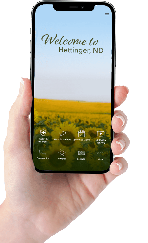 A person holding a phone with the city version of the Living Local app loaded.