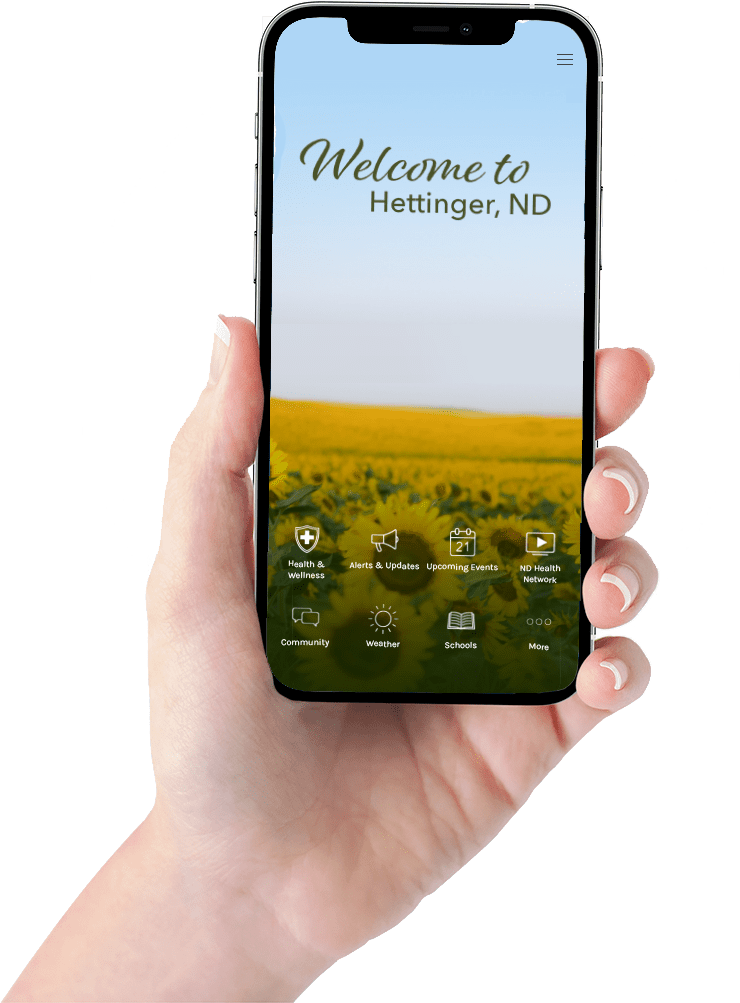 A person holding a phone with the city version of the Living Local app loaded.