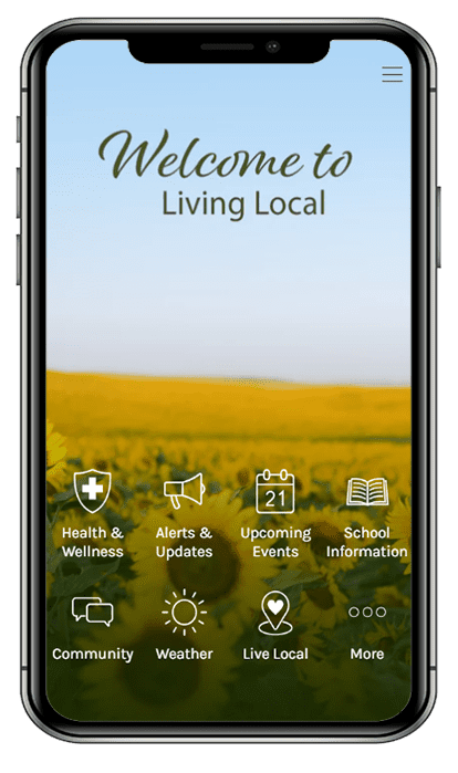 Phone with Living Local app loaded.